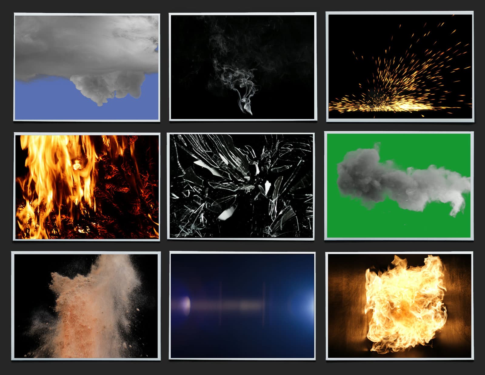 grid of VFX elements